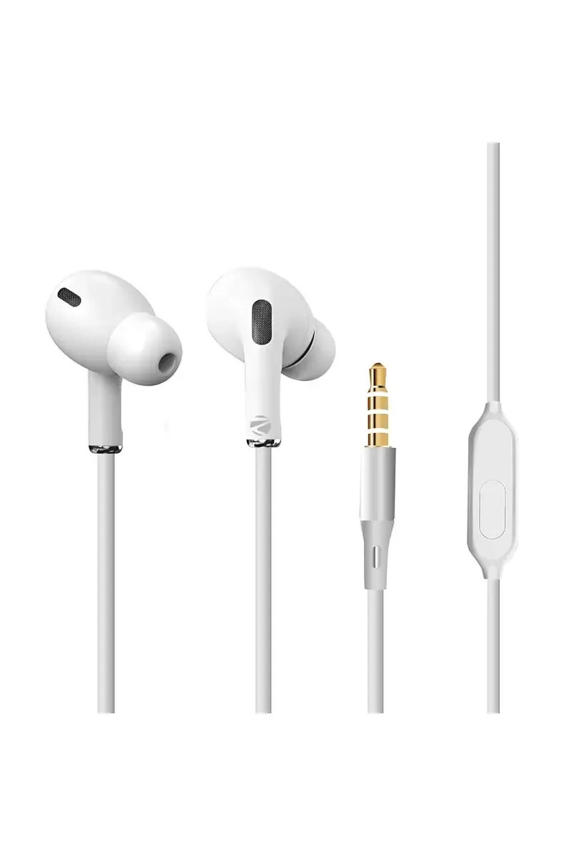 Zebronics Tulip 3.5mm In Ear Wired Earphone with Mic, 14mm Drivers, In Line Mic (White)
